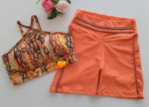 snake print top set