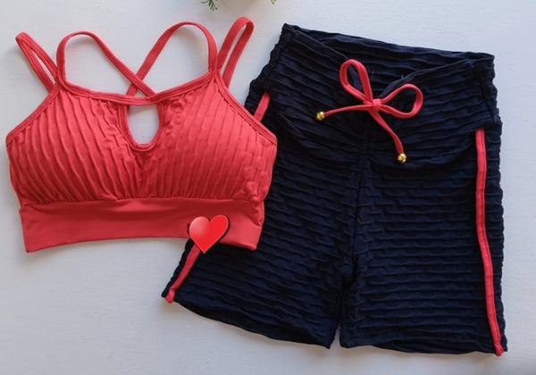 set de 2pzas corto negro y rojo