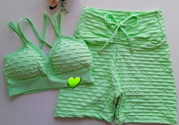 Apple green short set