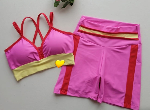 set brasileño rosa,rojo y amarilli